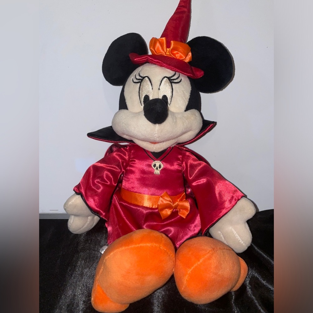 Disney Parks Minnie Mouse Witch Plush Red Stuffed Animal Halloween 15"